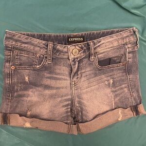 Express Women's Distressed Blue Jean Shorts